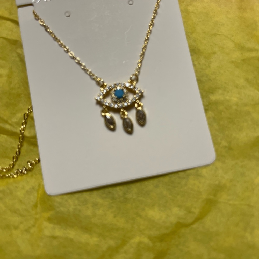Evil eye necklace diamond dangles